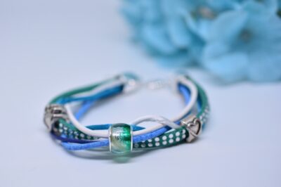 Personalisierter Schmuck für Männer und Frauen Leder Mix Armband blau türkis